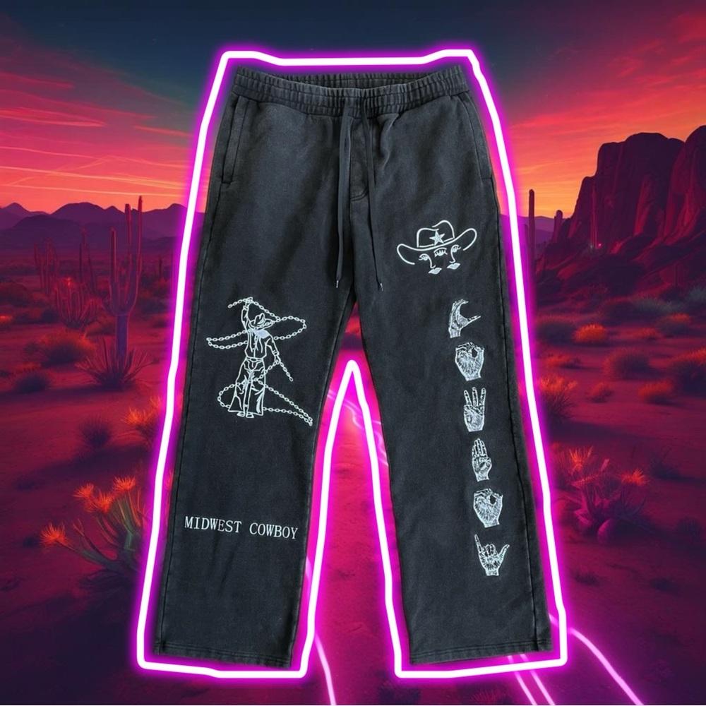 Midwest Cowboy - Vintage Embroidered Designer Sweatpants (NWOT)